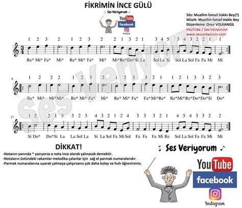 Fikrimin İnce Gülü Müzikali ve Notaları